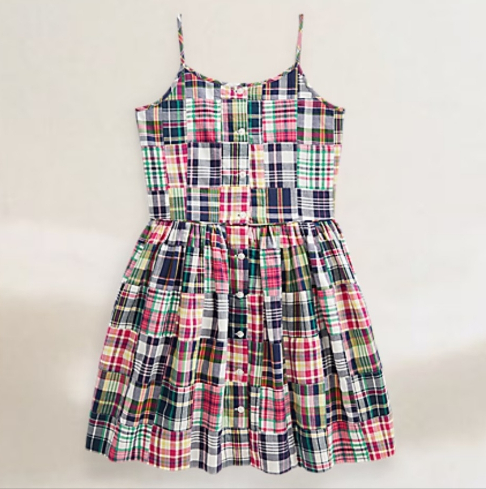 Polo Ralph Lauren Girls MADRAS PATCHWORK Dress SZ 10 Like NEW